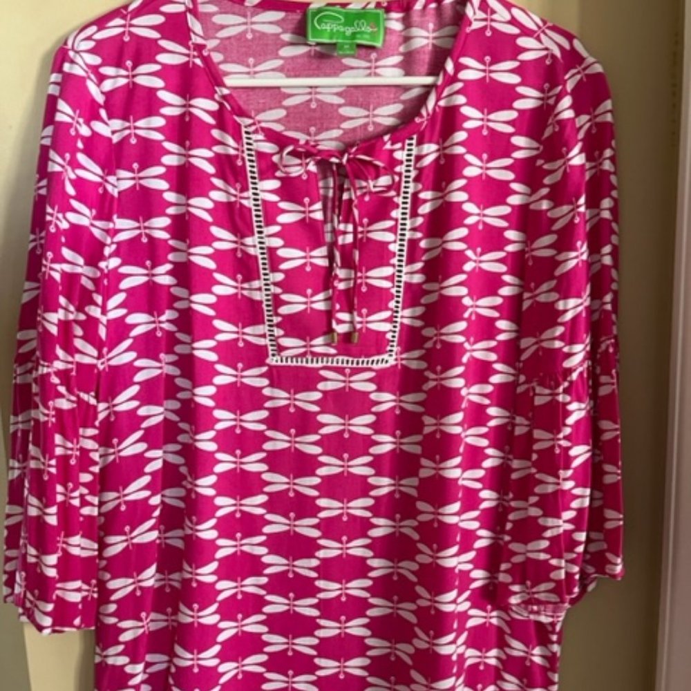 Pappagallo Pink Lightweight Shirt in pink and white size medium
